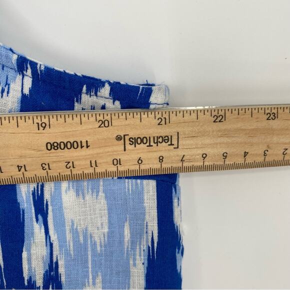 Crown & Ivy Top Linen Ruffle Blue & White Coastal Summer Resortwear Vacation L - Picture 8 of 8